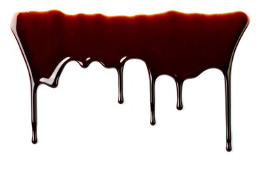 çikolata şurubu beyaz arka plan üzerinde sızıntı yakın çekim