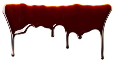 çikolata şurubu beyaz arka plan üzerinde sızıntı yakın çekim