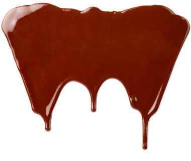 çikolata şurubu beyaz arka plan üzerinde sızıntı yakın çekim