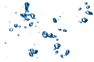 Beyaz arkaplanda su dalgalarını ve kabarcıkları kapat