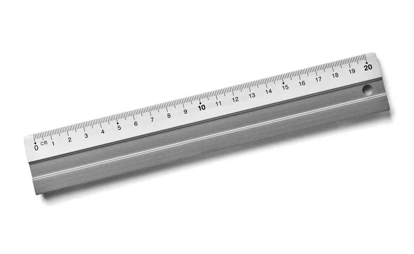Vonalzó mérési eszköz szürke fém — Stock Fotó