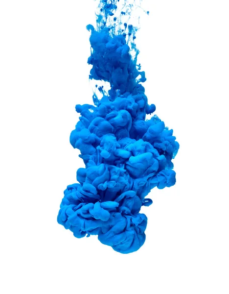 Colore blu vernice inchiostro pigmento spruzzata — Foto Stock