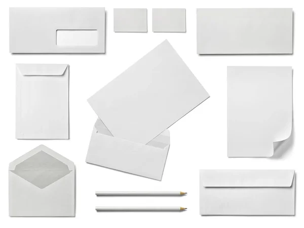 Envelope carta cartão modelo de papel lápis de negócios — Fotografia de Stock