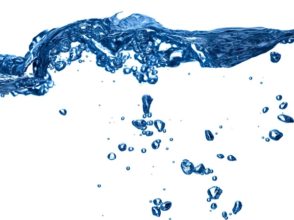 Blauw water wave vloeibare plons zeepbel drankje — Stockfoto