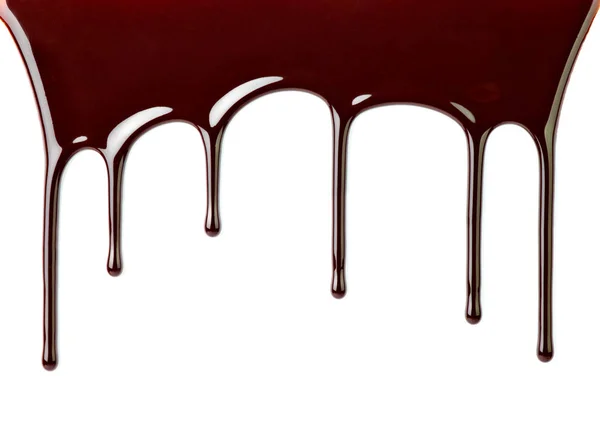 Chocolate syrup dessert food sweet leaking drop — Stock Photo, Image