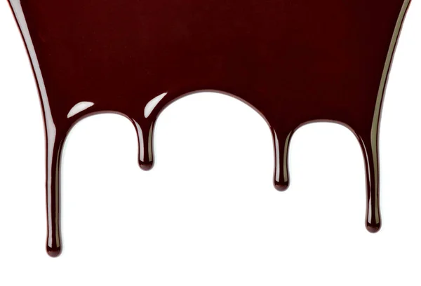 Chocolate syrup dessert food sweet leaking drop — Stock Photo, Image