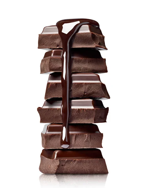 Chocolate dulce comida postre pila jarabe — Foto de Stock