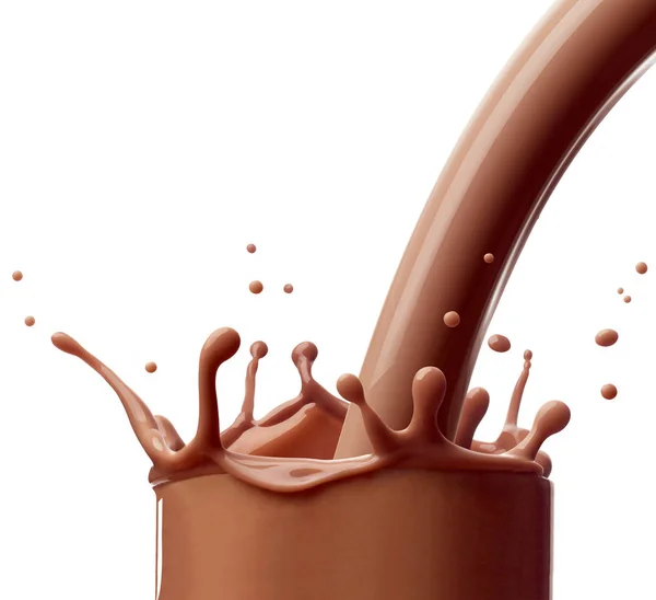 Coklat susu percikan minuman susu drop — Stok Foto