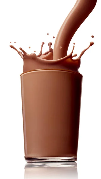 Bevanda al latte al cioccolato spruzzi di vetro — Foto Stock
