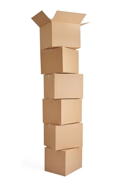 Box package delivery cardboard carton stack — Stock Photo, Image