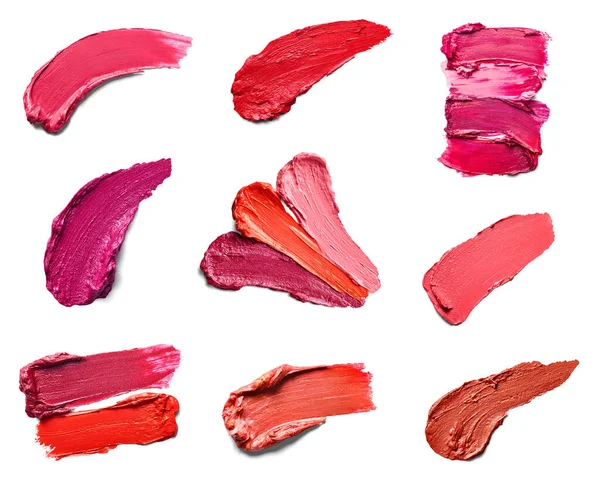 Collection Various Lipstick Paint White Background Each One Shot Separately — Stock Photo, Image