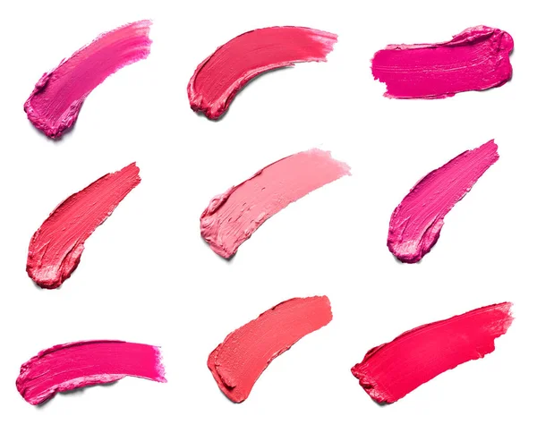 Collection Various Lipstick Paint White Background Each One Shot Separately — Stock Photo, Image