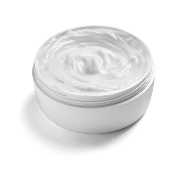 Primer Plano Una Crema Belleza Blanca Recipiente Sobre Fondo Blanco —  Fotos de Stock