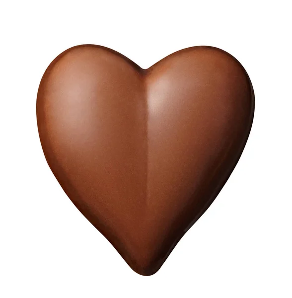 Close Chocolate Heart Shaoe White Background — Stock Photo, Image