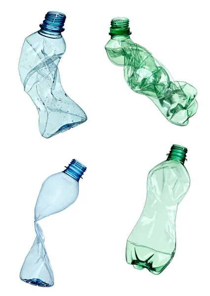 Колекція Різних Пластикових Пляшок Білому Тлі Кожен Знімається Окремо — стокове фото