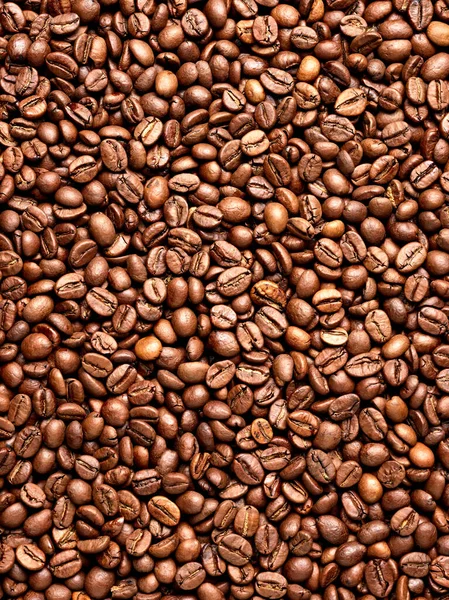Närbild Kaffebönor Bildar Bakgrund — Stockfoto