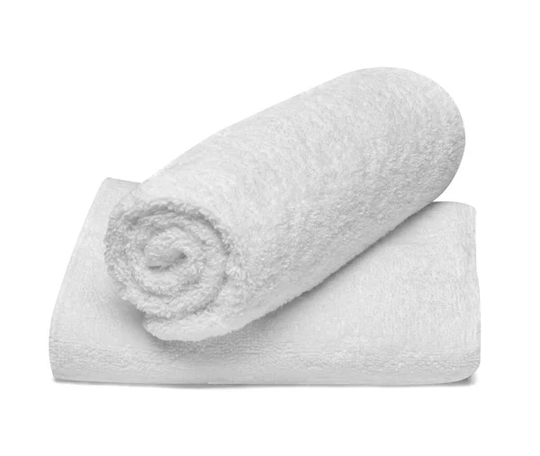 Close Stack White Towels Bathroom White Background — Stock Photo, Image