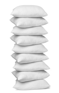 Beyaz arka plandaki beyaz yastığı kapat