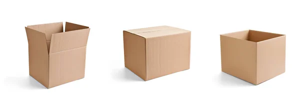 Close Cardboard Box White Background — Stock Photo, Image