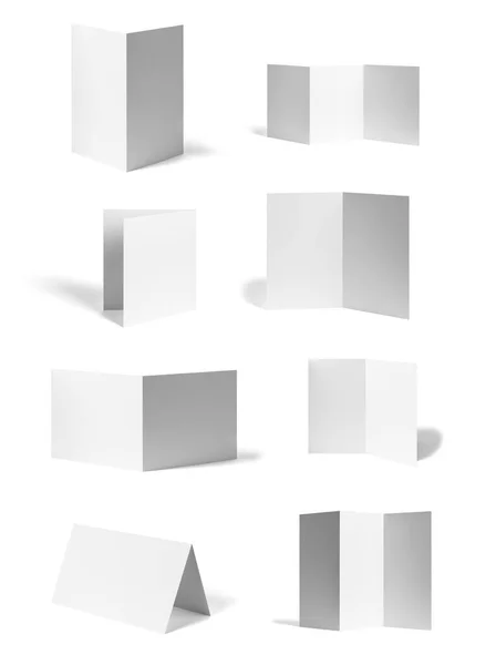 Coleção Vários Folheto Dobrado Branco Calendário Desktop Papel Branco Sobre — Fotografia de Stock
