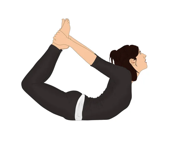 Mujer Haciendo Bow Pose Dhanurasana — Foto de Stock