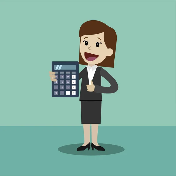 Mujer de negocios y mujer de negocios con calculadora. Utilizar como presentación de negocios, informe financiero o diseño de publicidad — Vector de stock