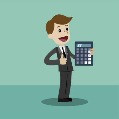 Hesap makinesi ile iş adamı. İş sunumu, mali rapor veya reklam tasarım kullanın