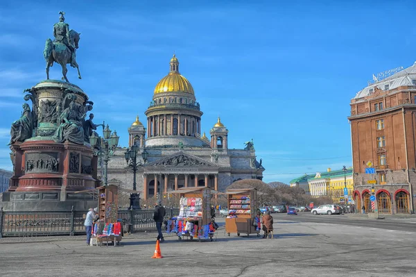 Rusko Petrohrad 2012 Památník Nicholas První Katedrály Svatého Izáka — Stock fotografie