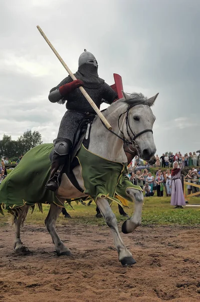 Russia Petersburg 2014 Open Festival Medieval Culture Vyborg Thunder Knight — Stock Photo, Image