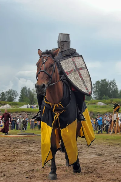 Russia Petersburg 2014 Open Festival Medieval Culture Vyborg Thunder Knight — Stock Photo, Image