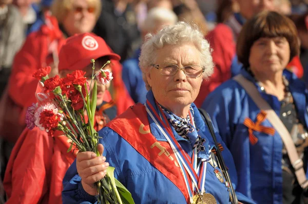 Rússia São Petersburgo 2012 Atletas Campeões Olímpicos Desfile Vitória Grande — Fotografia de Stock