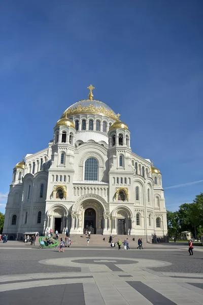 Rosja Kronsztad 2018 Marynarki Wojennej Katedra Świętego Mikołaja Cudotwórcy Ostatnio — Zdjęcie stockowe