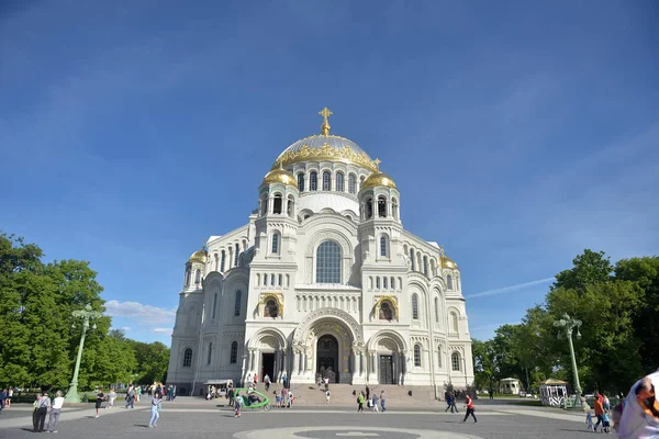 Rosja Kronsztad 2018 Marynarki Wojennej Katedra Świętego Mikołaja Cudotwórcy Ostatnio — Zdjęcie stockowe