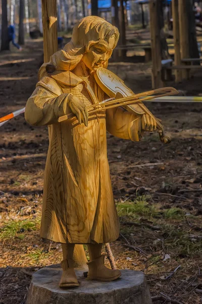 Rússia Angarsk 2018 Parque Museu Escultura Madeira Lukomorye — Fotografia de Stock