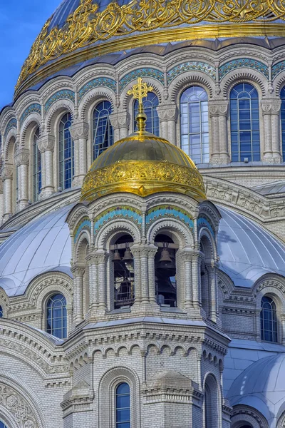 Petersburg Kronstadt 2018 Marynarki Wojennej Katedra Kościół Kościół Plac Lato — Zdjęcie stockowe