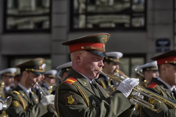 Petersburg Russie 2015 Fanfare Militaire Marche Sur Défilé Victoire — Photo