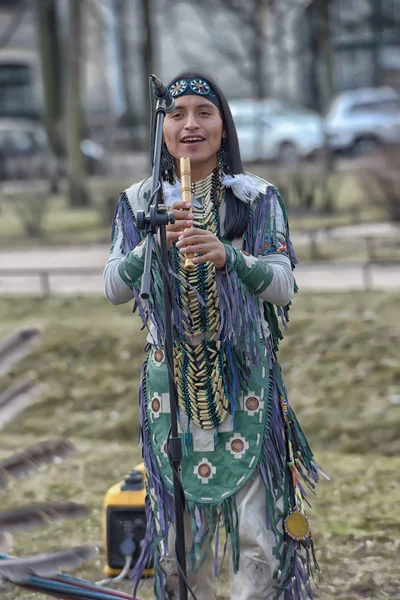 Saint Pétersbourg Russie 2015 Musiciens Rue Costumes Indiens Avec Des — Photo