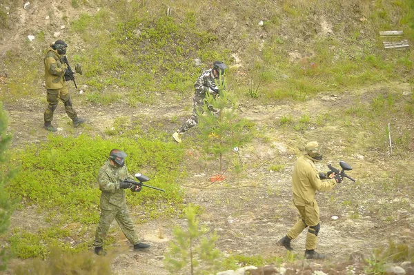 Petersburg Russia 2014 Open Air Paintball Tournament End Summer Nature — Stock Photo, Image