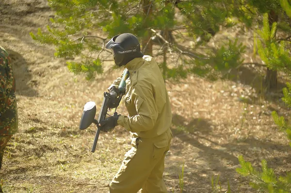 São Petersburgo Rússia 2014 Torneio Paintball Livre Final Verão Natureza — Fotografia de Stock