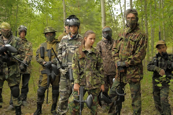 Petersburg Russia 2014 Åpen Paintballturnering Slutten Sommeren Naturen Personer Kamuflasje – stockfoto