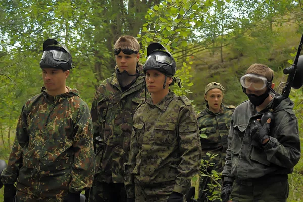 Petersburg Rosja 2014 Turnieju Paintball Plenerowe Pod Koniec Lata Przyrodzie — Zdjęcie stockowe