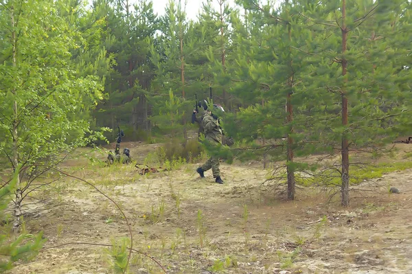 Petersburg Rosja 2014 Turnieju Paintball Plenerowe Pod Koniec Lata Przyrodzie — Zdjęcie stockowe