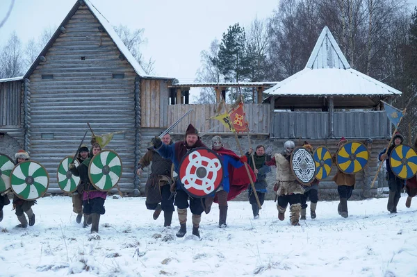 Rusko Saint Petersburg 2014 Festival Historickou Rekonstrukci Vikingů Zimě Vikingové — Stock fotografie