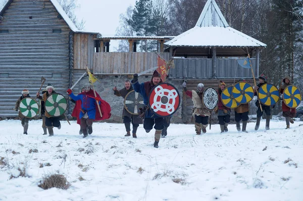 Rusko Saint Petersburg 2014 Festival Historickou Rekonstrukci Vikingů Zimě Vikingové — Stock fotografie