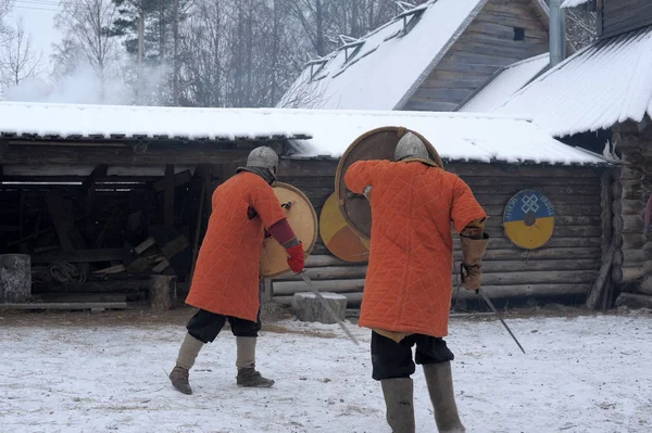 Rusko Saint Petersburg 2014 Festival Historickou Rekonstrukci Vikingů Zimě Dva — Stock fotografie