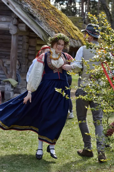 Latvia Riga 2016 Latvian Culture Tradition Midsummer Latvia Folk Dance — Stock Photo, Image