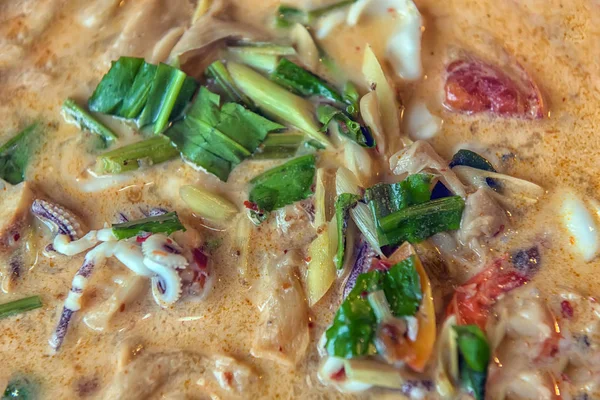 Sopa Ñame Tom Cocina Tailandesa Con Camarones —  Fotos de Stock