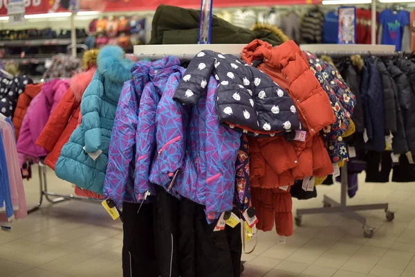 Russia Petersburg 2015 Children Winter Jackets Jackets Supermarket — Stock Photo, Image