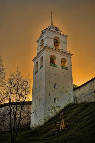 Russie Pskov 2014 Tour Kremlin Pskov Coucher Soleil — Photo