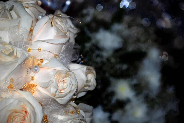 Wedding Bouquet Roses Beads — Stock Photo, Image